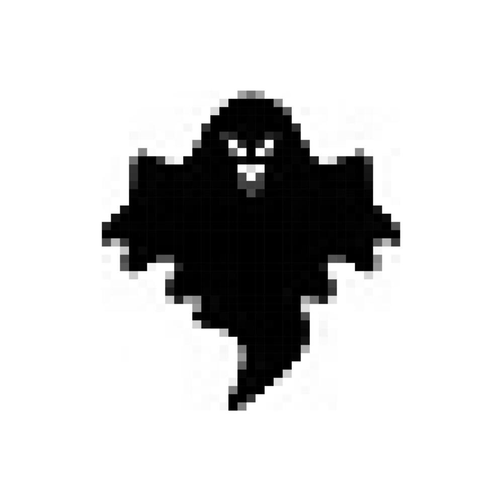 pixel art ghost icon on white background vector