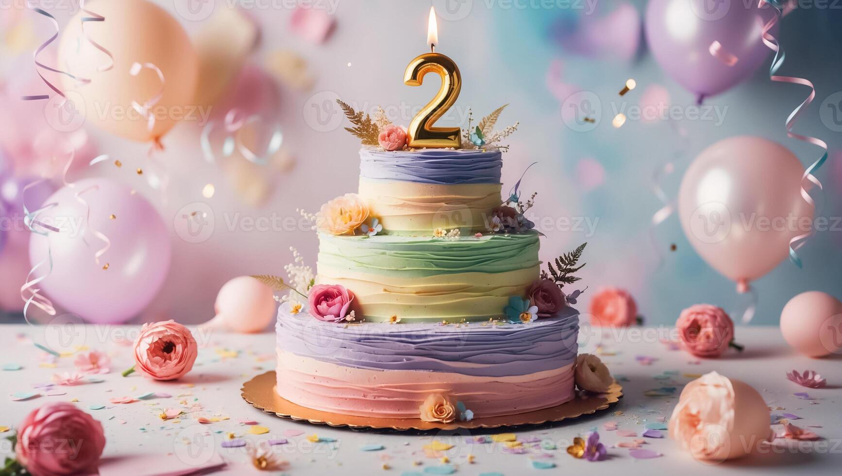 Delicious festive cake with number 2 photo