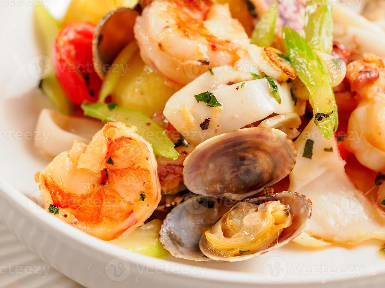 Seafood platter as healthy eating concept photo