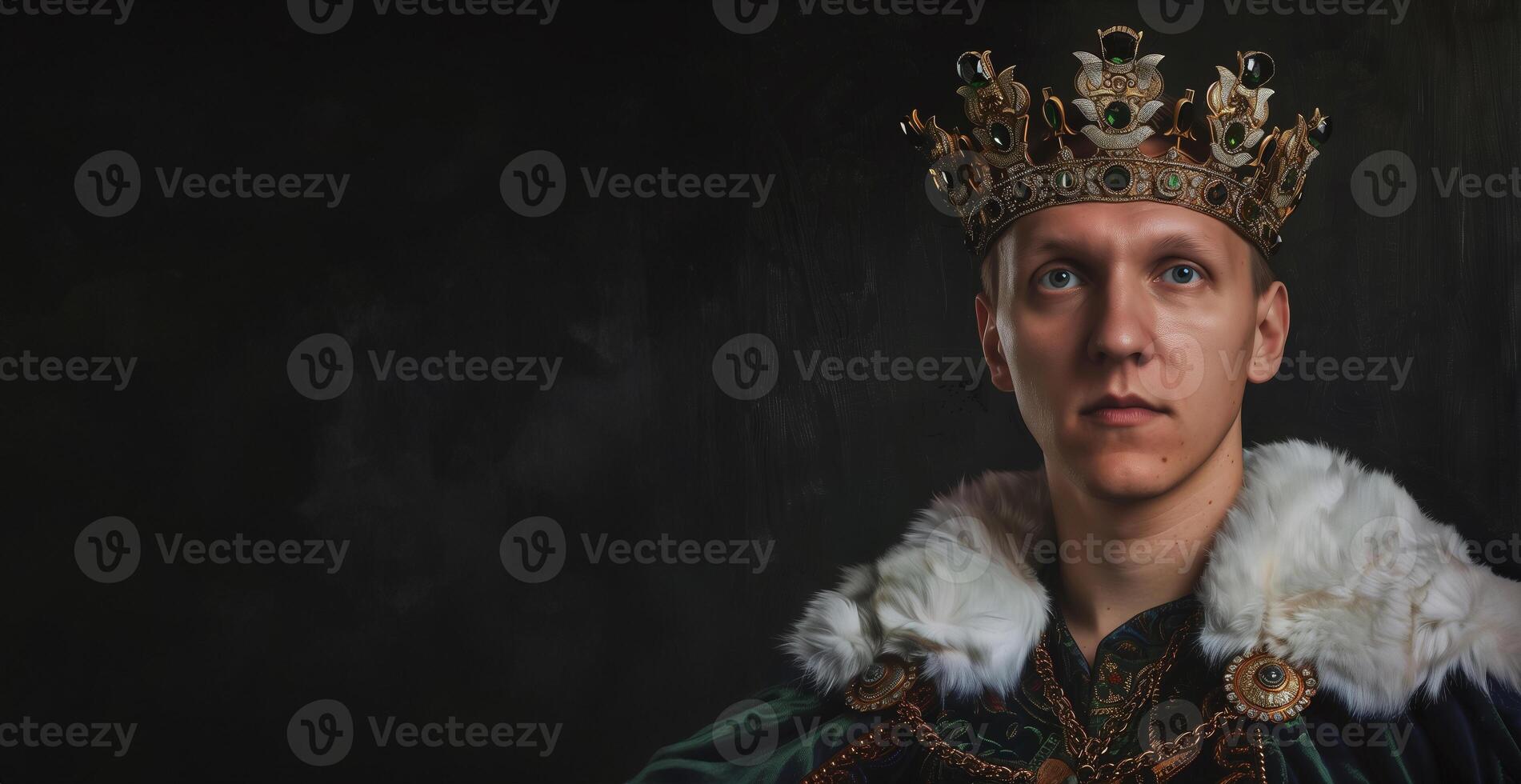 A man wearing a crown and wearing a robe photo