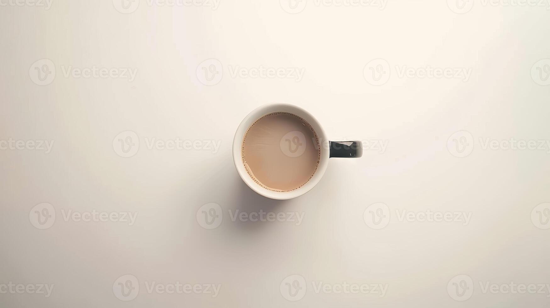 Focused atmosphere is created by a steaming cup of coffee placed on a minimalistic white photo
