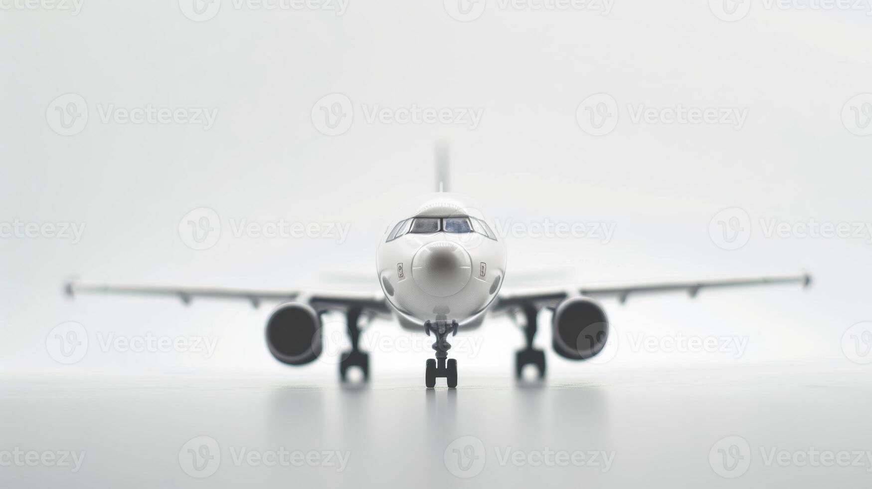 Small white airplane model on a clean white background in a studio setting, photo
