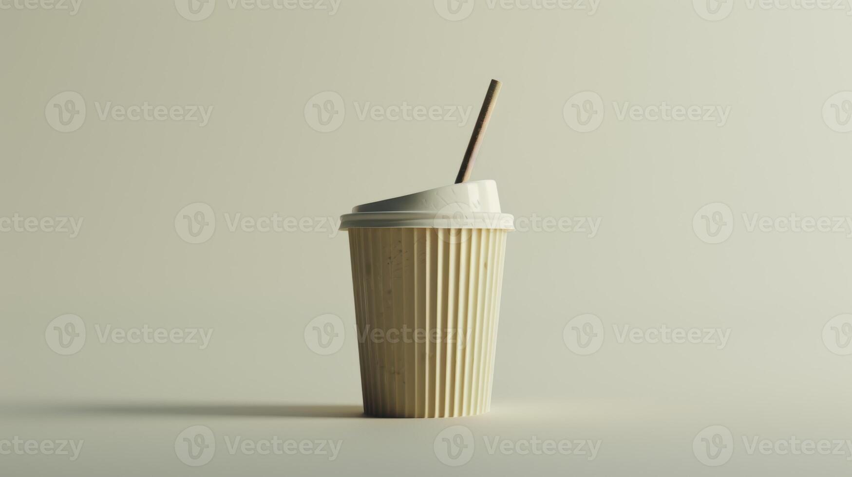 Paper coffee cup with straw on white background, representing sustainability photo