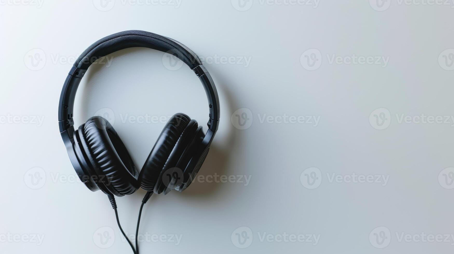 Stylish wireless headphones in black, perfect for music and tech enthusiasts. photo