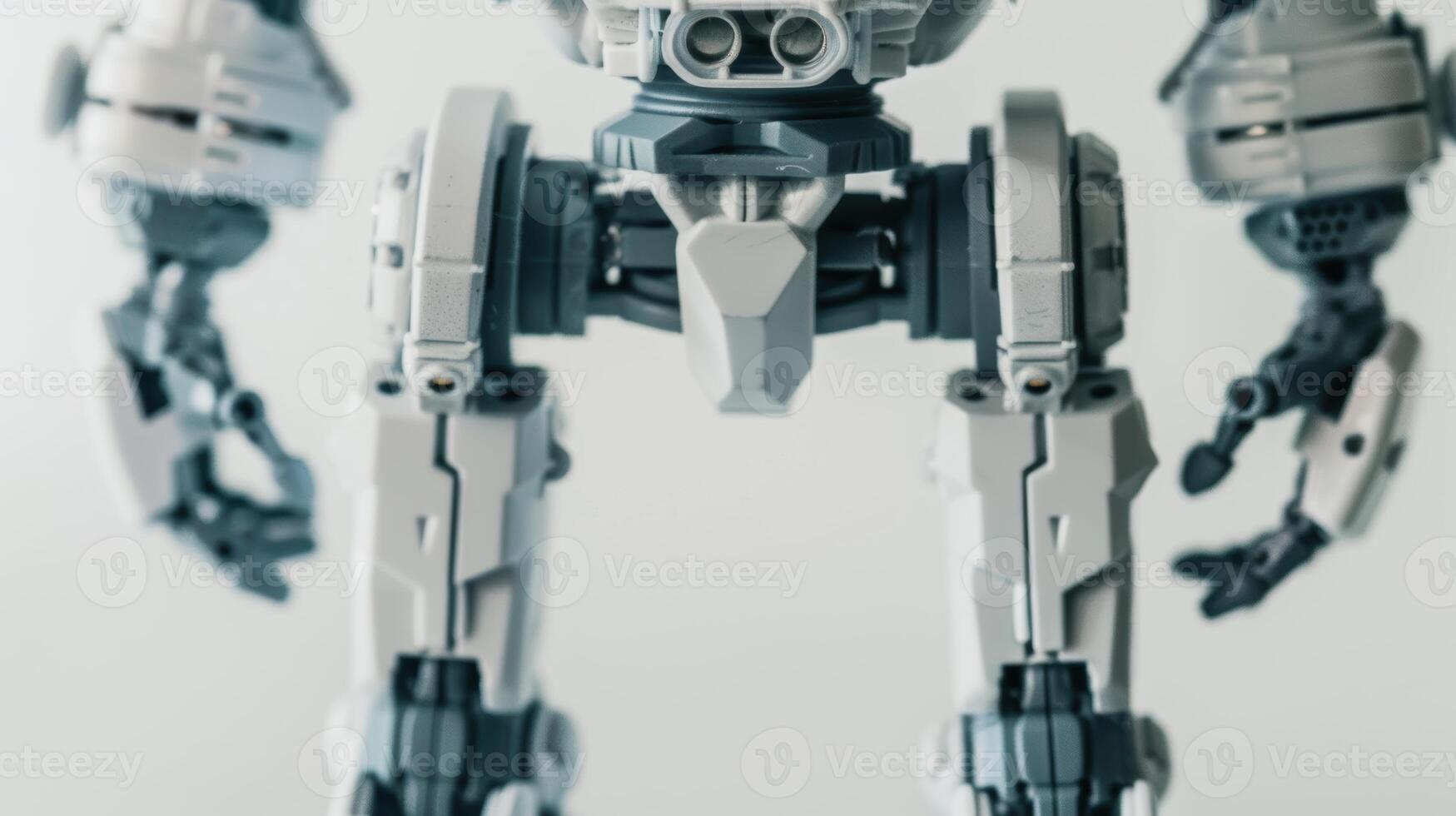Futuristic robot stands guard with blurred arms, embodying power and intelligence in a digital age photo