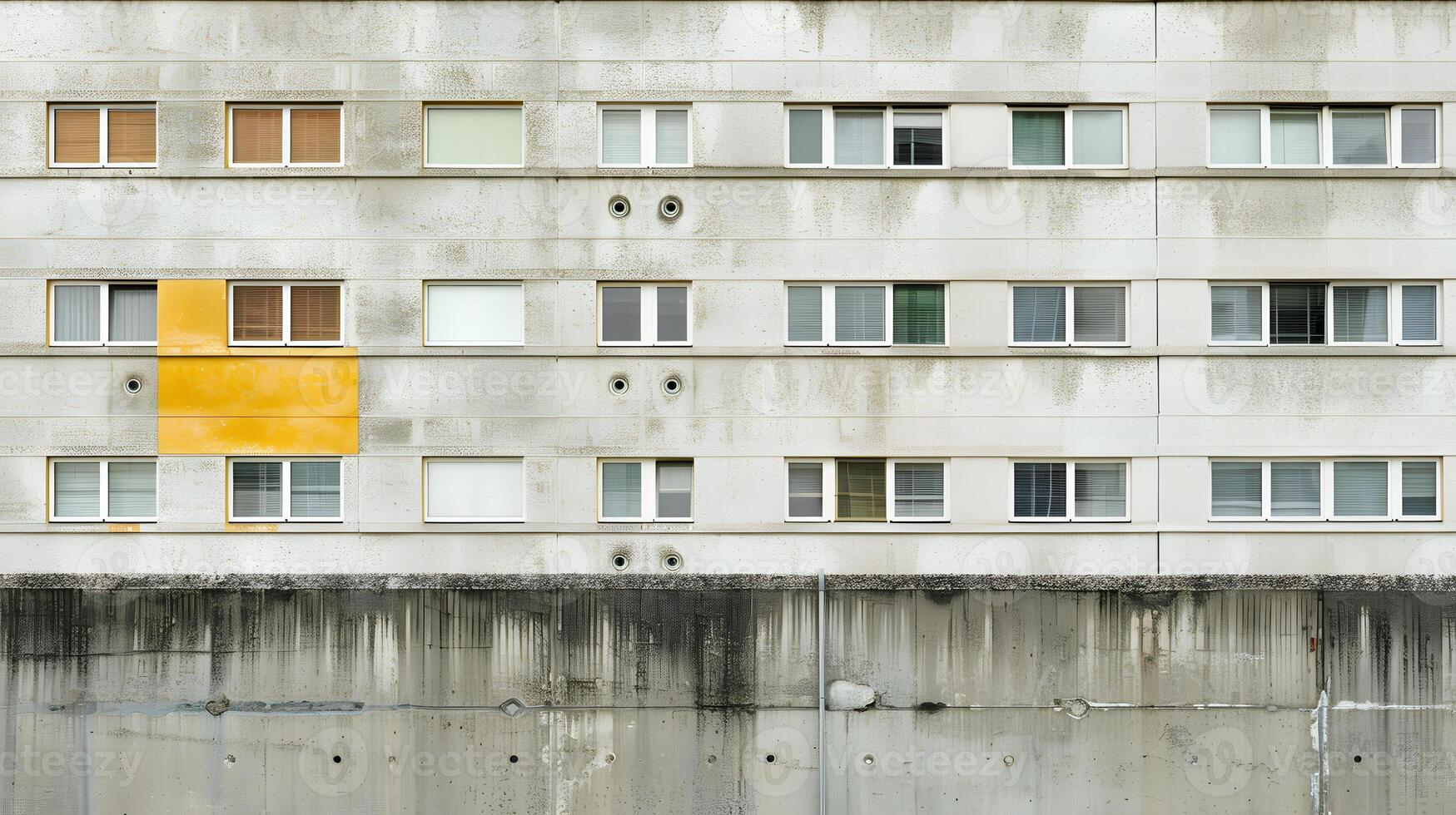 A concrete building with many windows. Minimalist photography photo