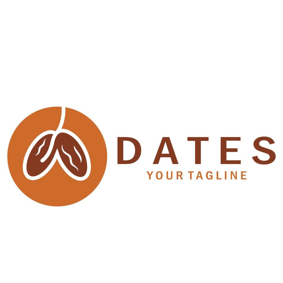Date palm fruit plant logo design with leaves,seeds and date palm tree isolated background exotic organic plant. vector