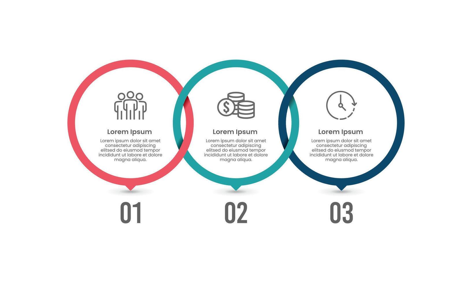 Infographic of three overlapping circles design template. Business presentation, Marketing, Strategy and Planning. vector