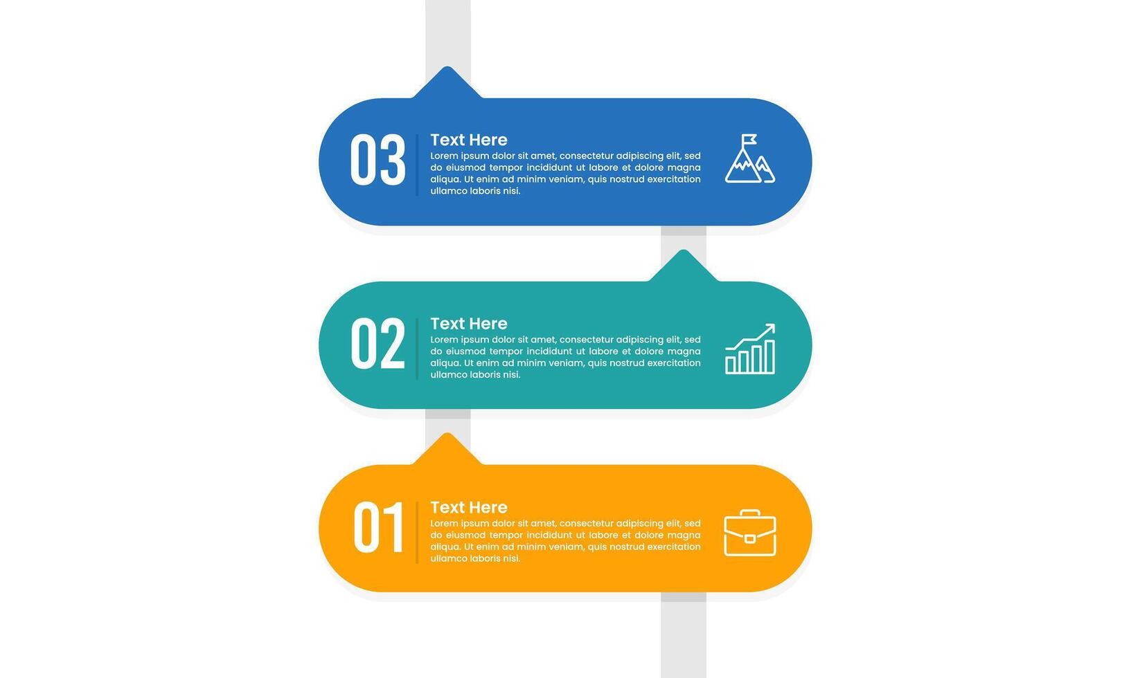 Vertical infographic 3 steps to success. Business presentation, Strategy, Roadmap and Marketing. vector