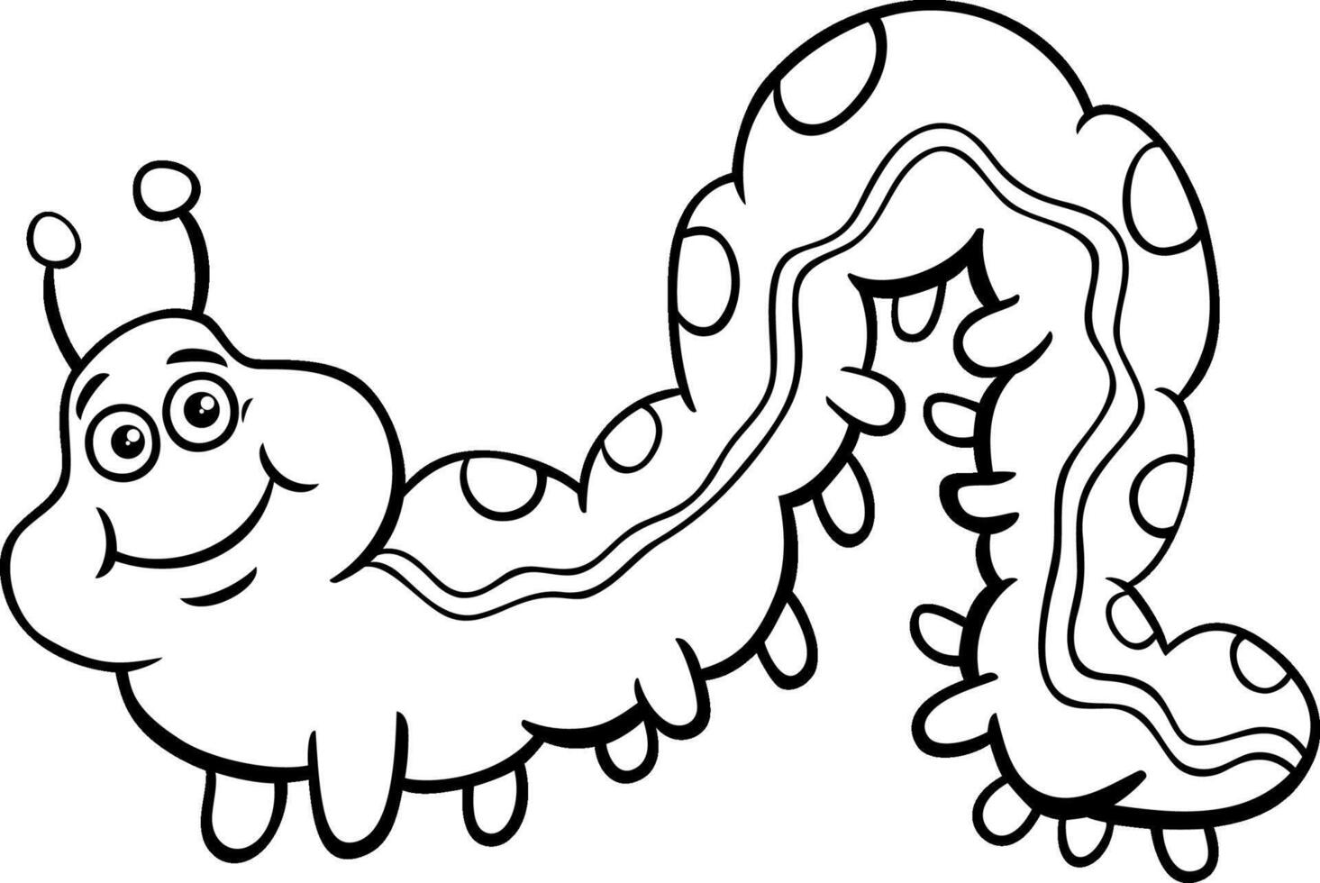 cute cartoon caterpillar insect animal character coloring page vector