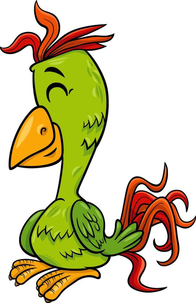happy cartoon parrot bird animal character vector