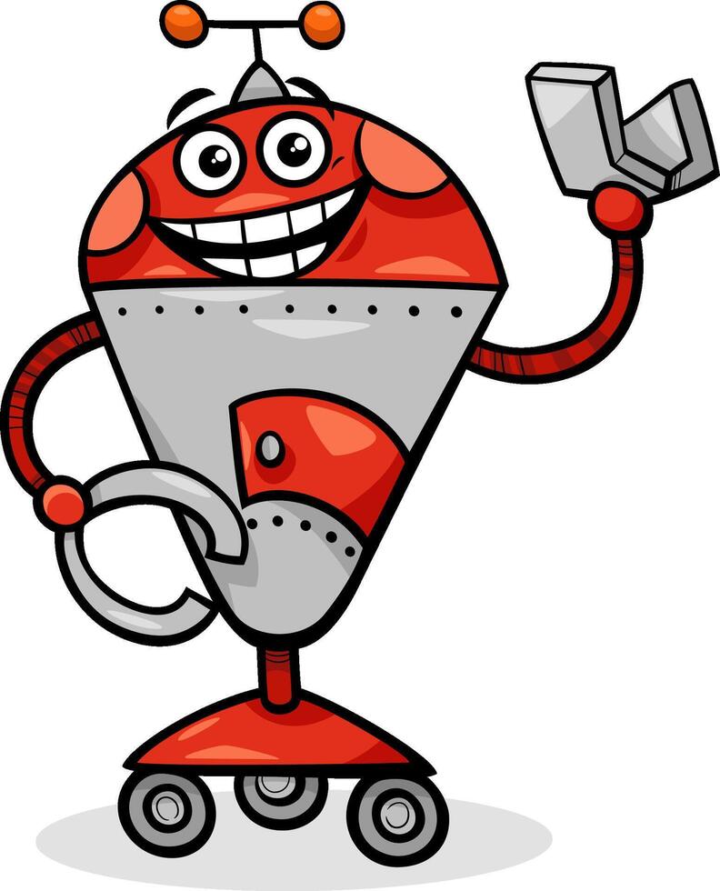happy cartoon robot or droid fantasy character vector