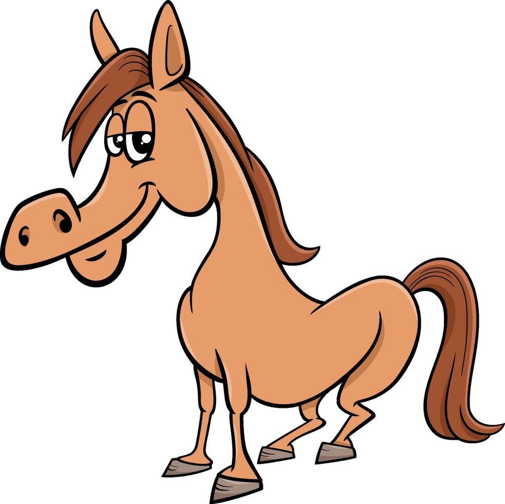 funny cartoon horse farm animal character vector
