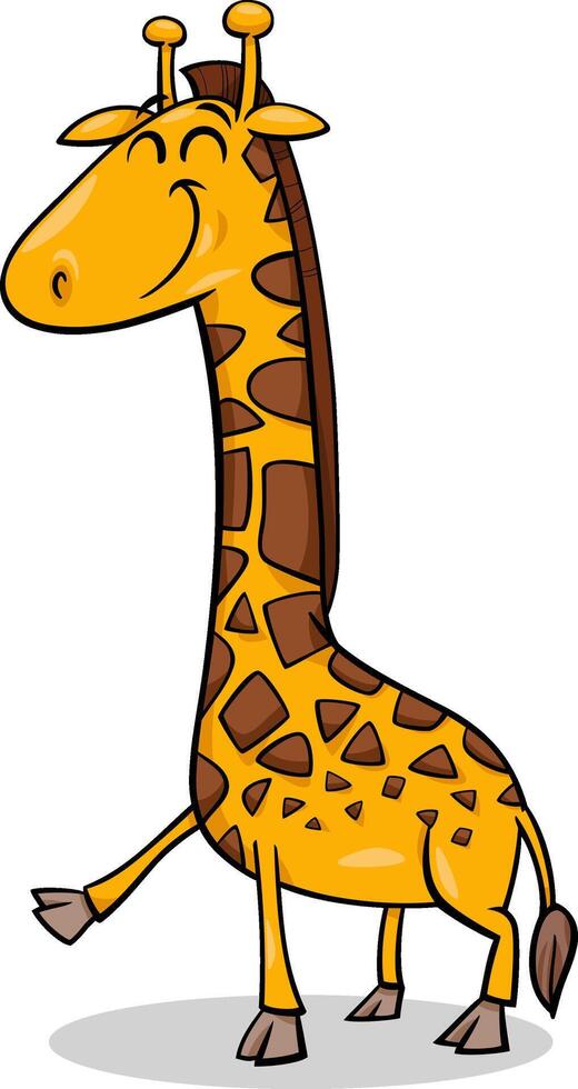 happy cartoon giraffe animal character vector