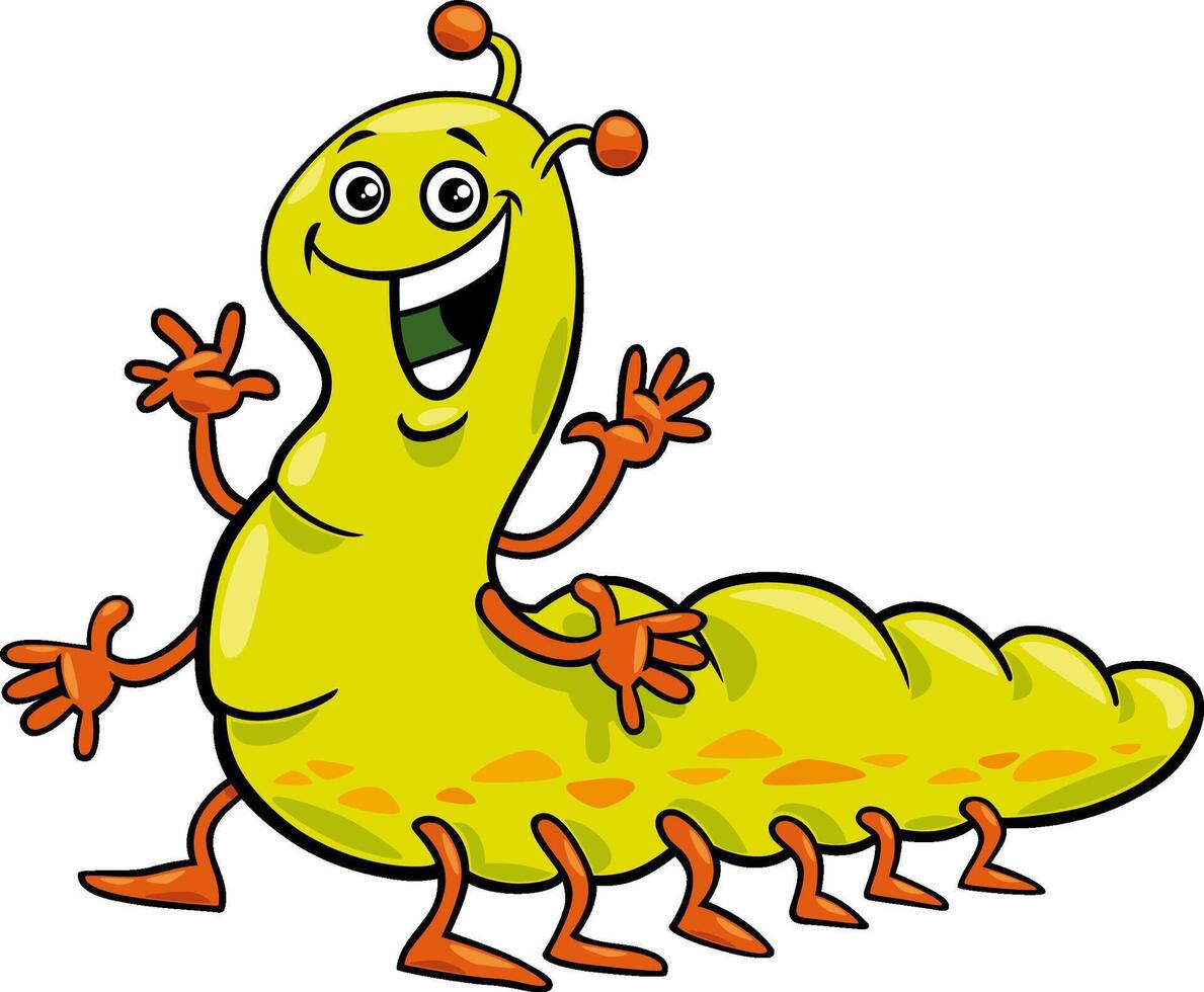 cartoon caterpillar insect animal character vector