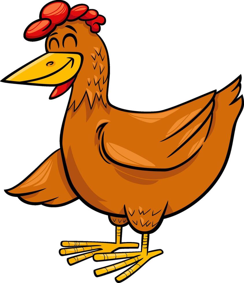 cartoon hen or chicken farm bird animal character vector