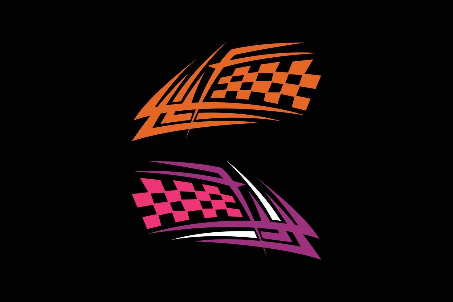Flag racing with orange and purple vector