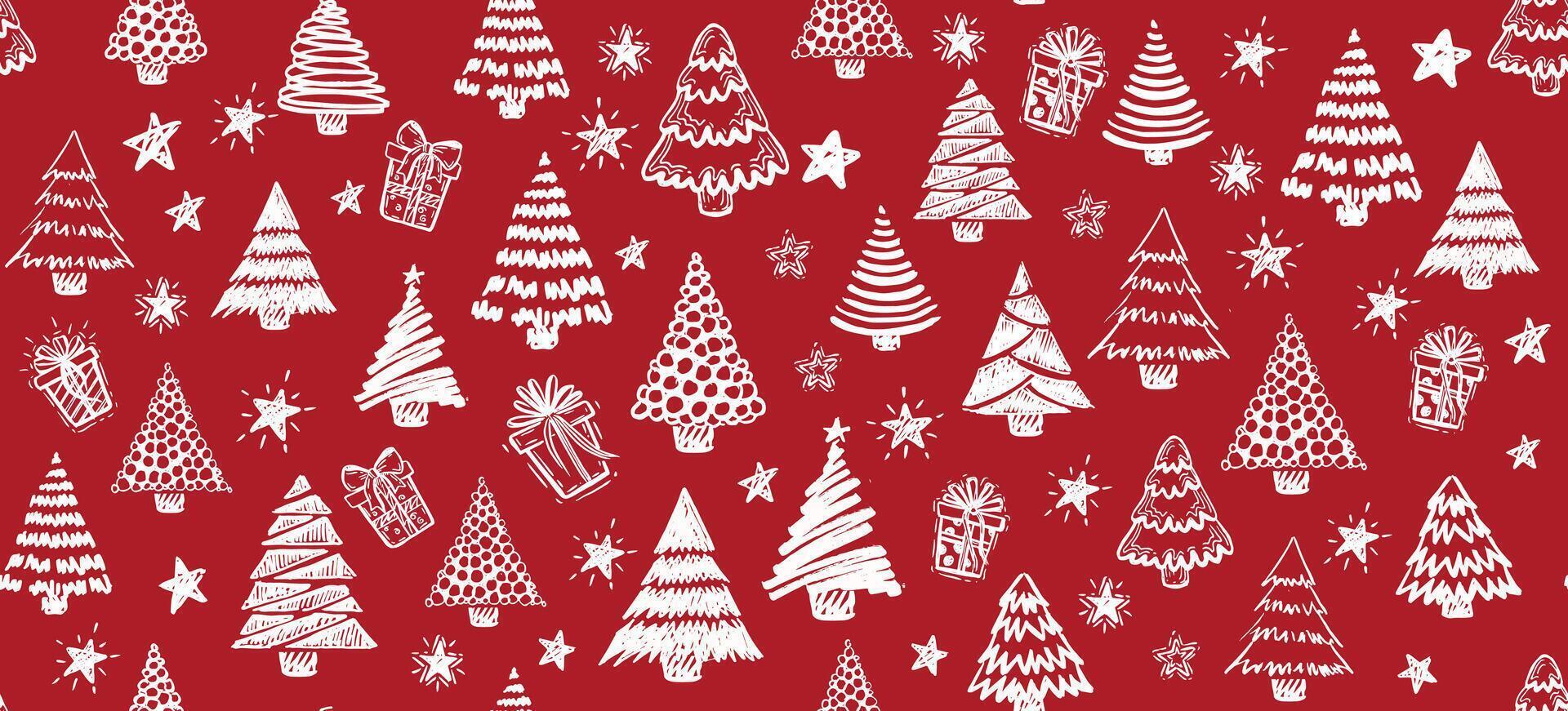 Christmas tree, New Year set, hand drawn illustrations. . vector