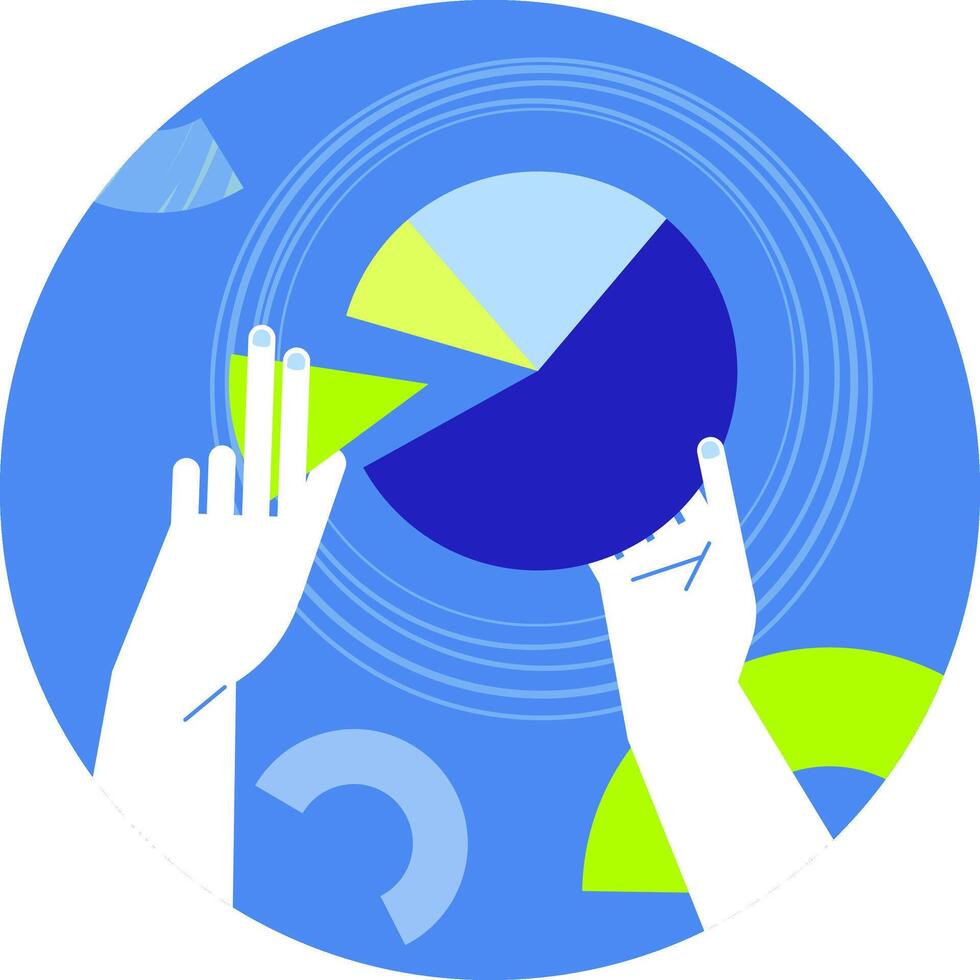 Business concept illustration. Two Hands show business data, illustration for social media, business presentation, marketing material. vector