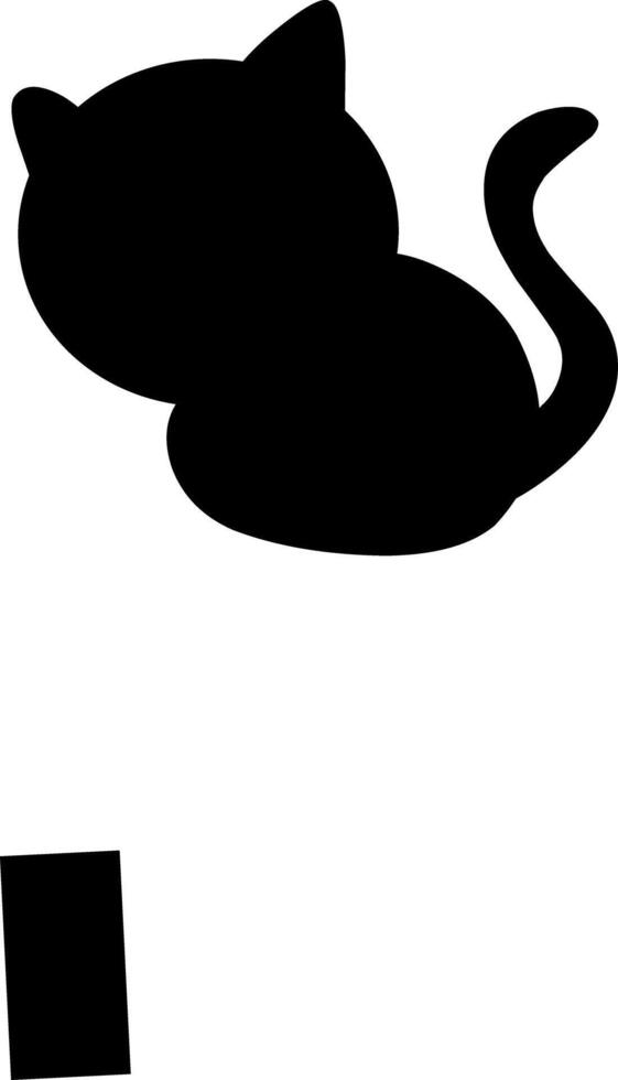 A black cat is sitting on a square vector