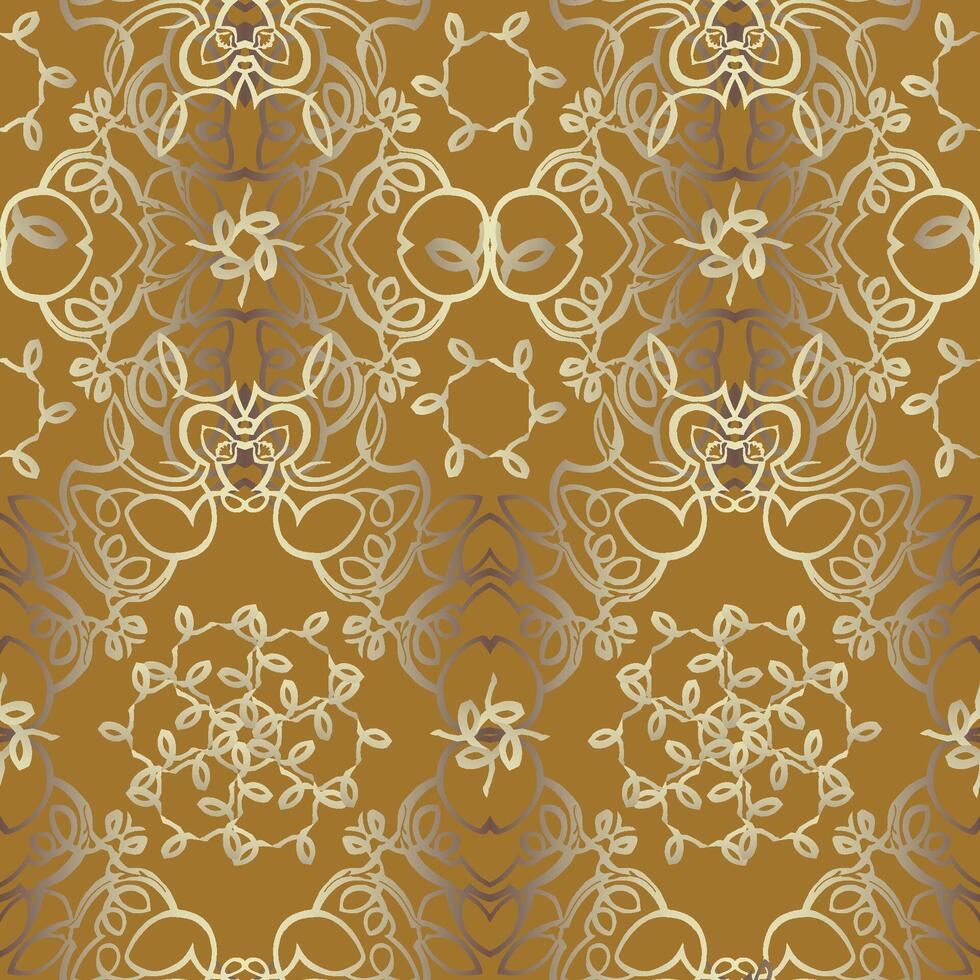 This , ornate hand drawn repeating pattern features an elegant pattern of intertwined bands, reminiscent of classic damask patterns, ideal for wallpapers, upholstery, or high-end decor, evoking vector