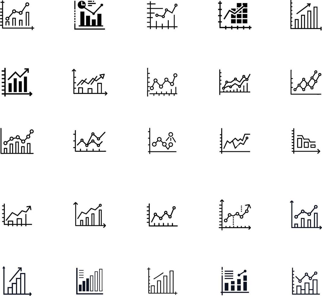 Growing bar graph icon set. Business graphs and charts icons. Statistics and analytics. vector