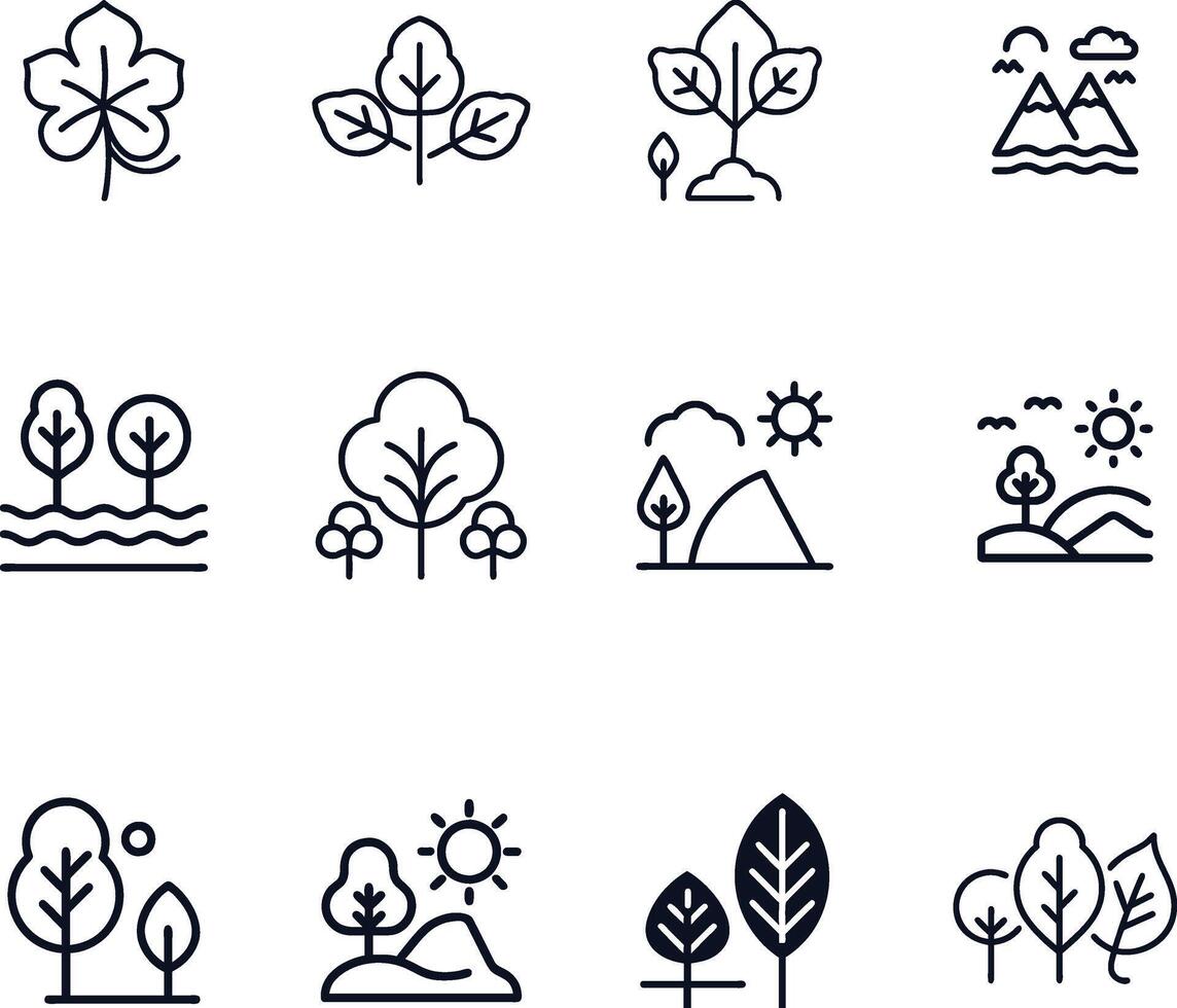 Ecology, environment line icons set. Collection black outline logo for mobile apps web or site design vector