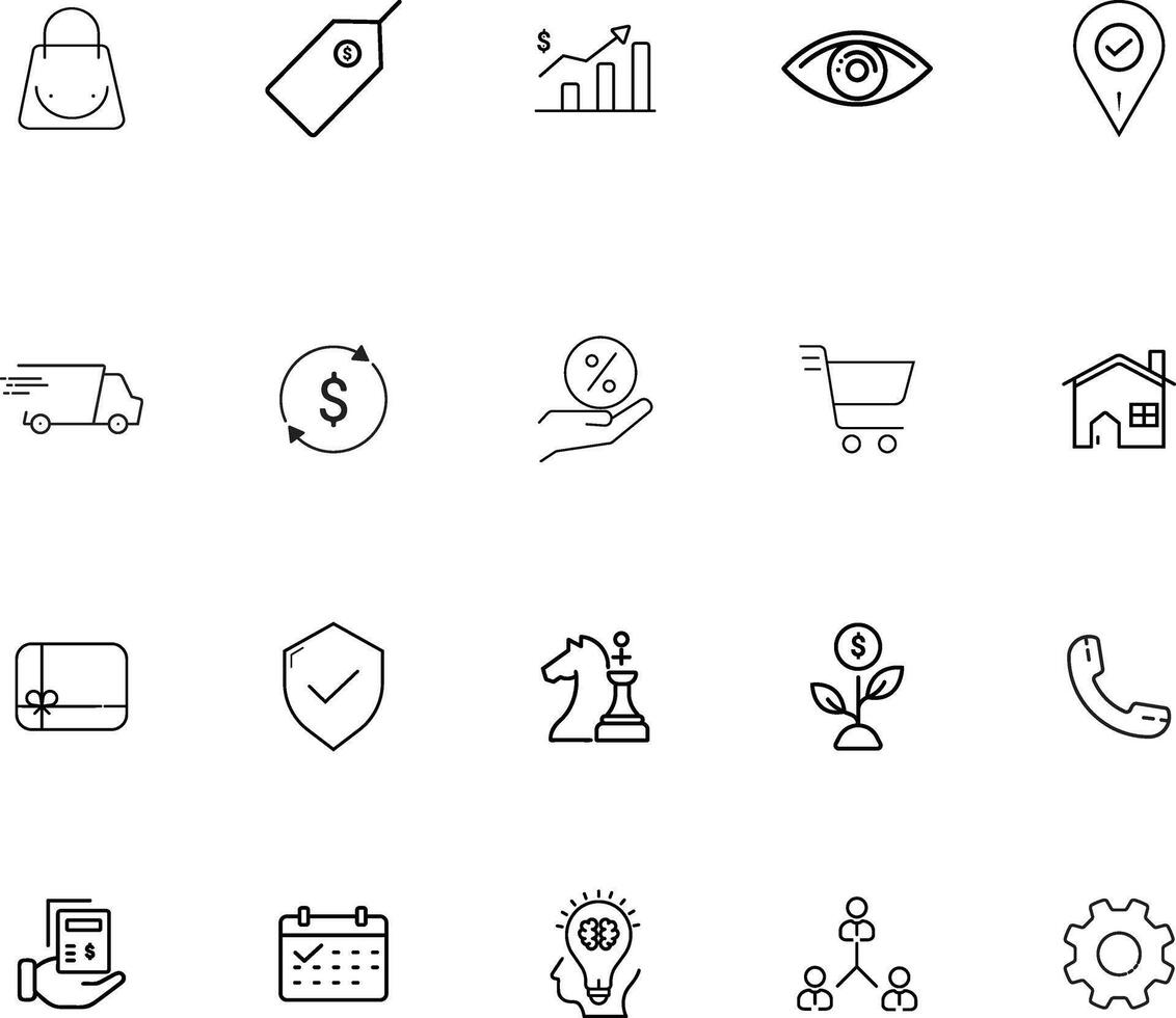 E- Commerce Thin line icon pack. Pixel perfect and Editable stroke for Mobile and Web. vector