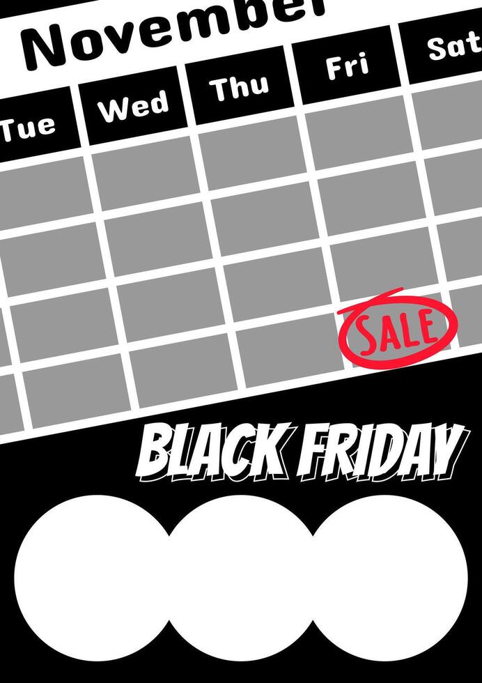 black calendar show black friday. illustration eps10. graphic element for shopping business retail. vector