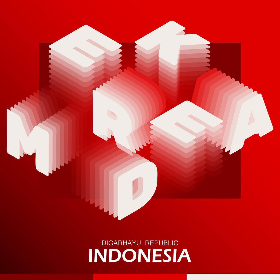Illustration of a 3D in white with a red stripe vector