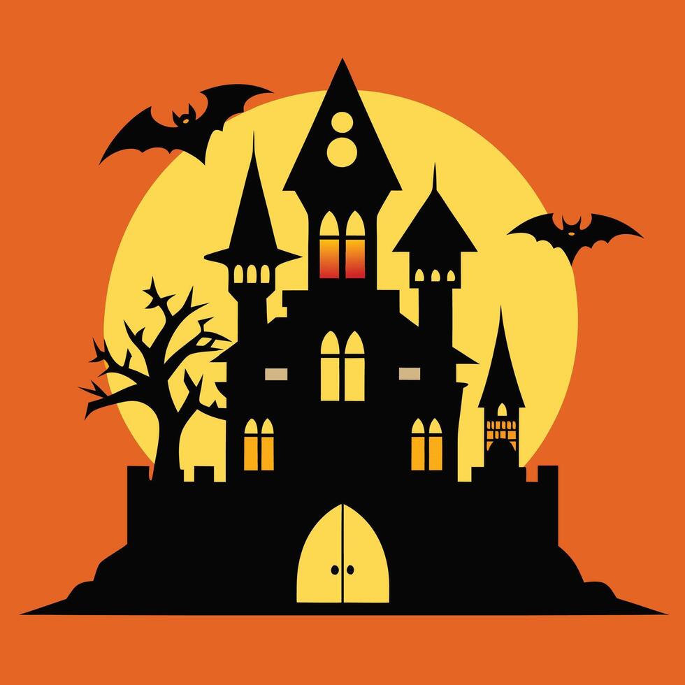 halloween background with castle vector