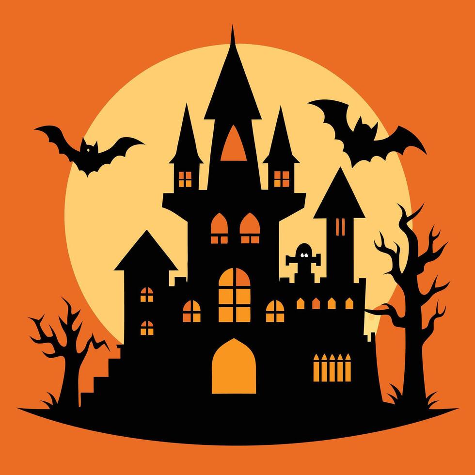 halloween background with castle vector