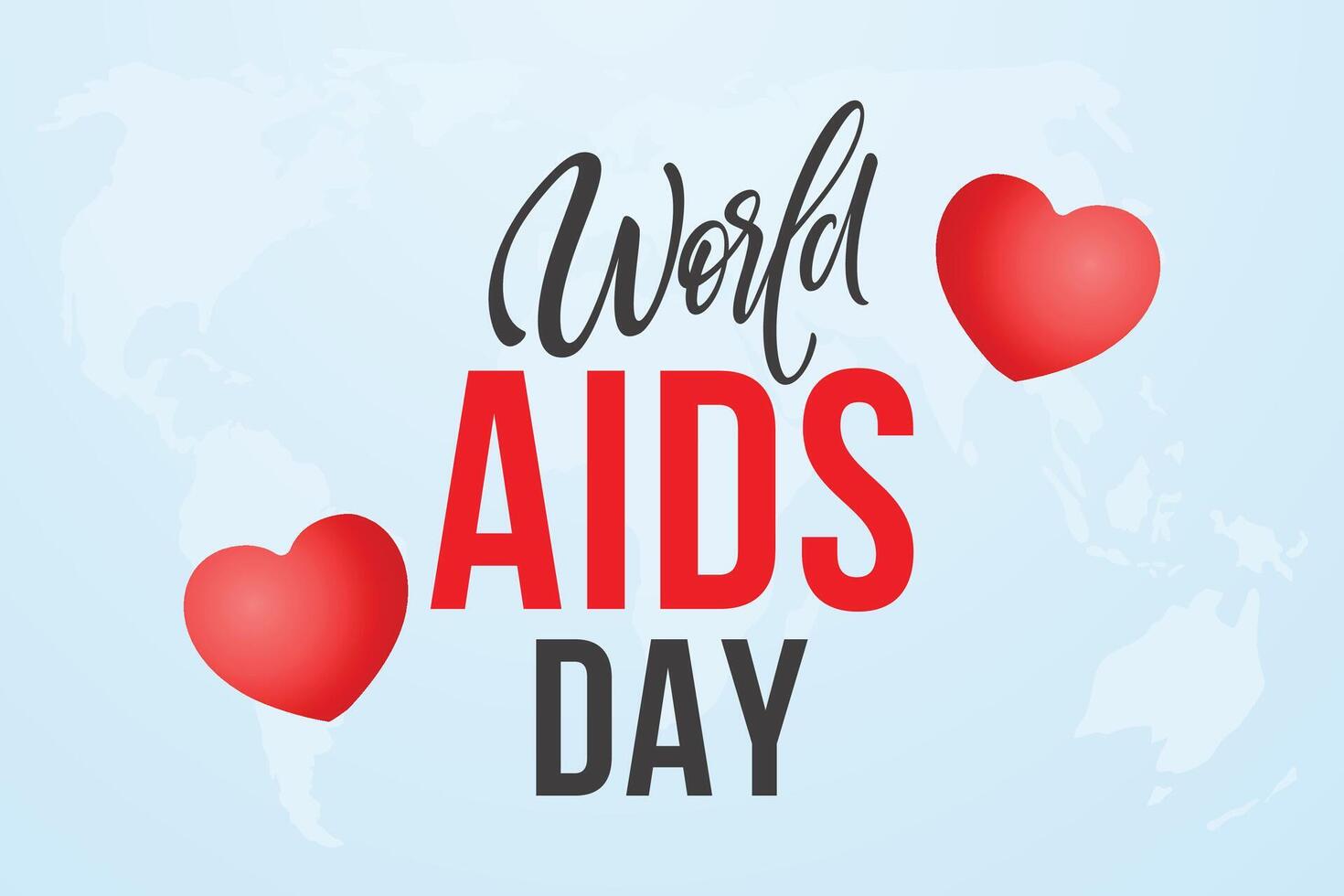 World aids day lettering concept with ribbon vector