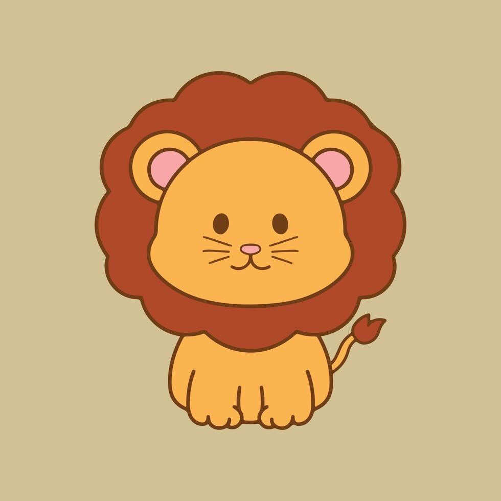 cute animal design illustration lion background vector