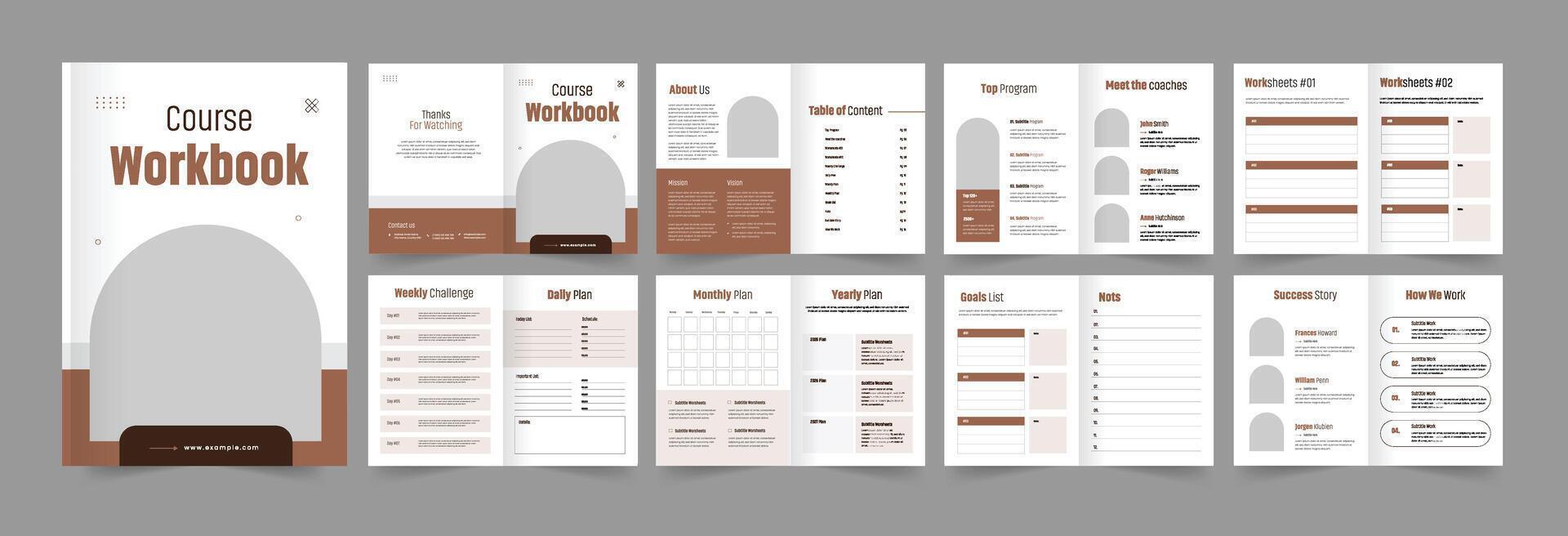 Course Workbook Design Modern Workbook Template vector