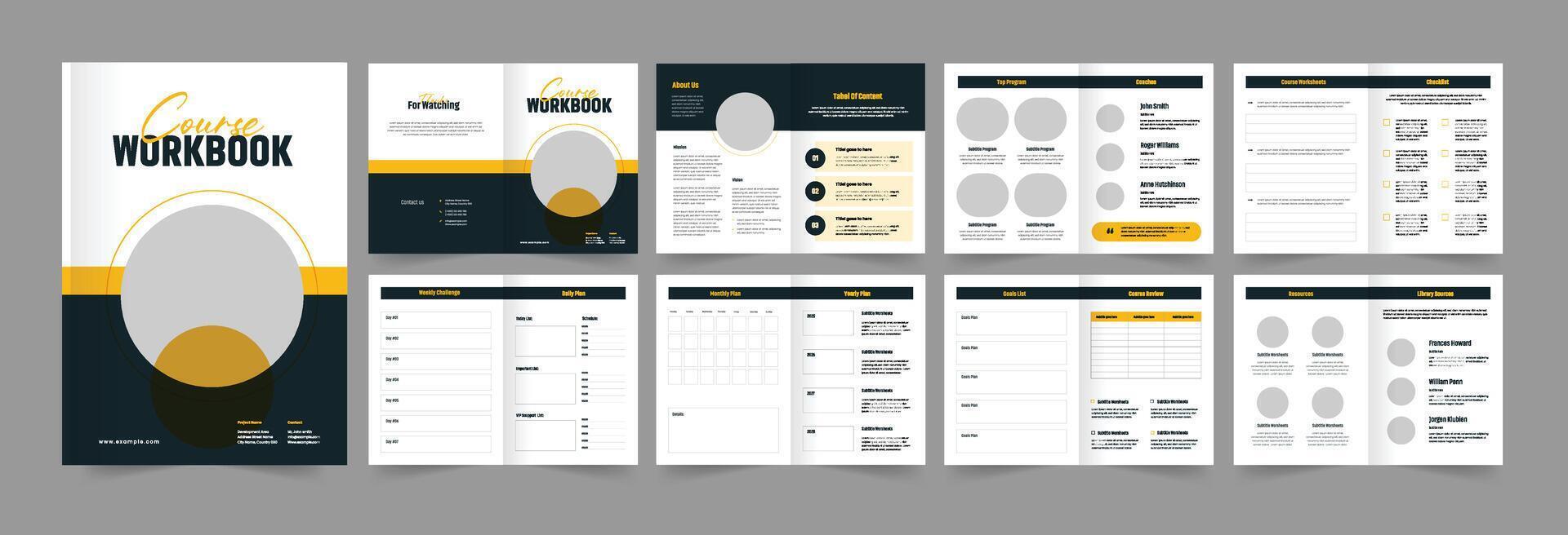 Course Workbook Template Course Book Layout Design vector