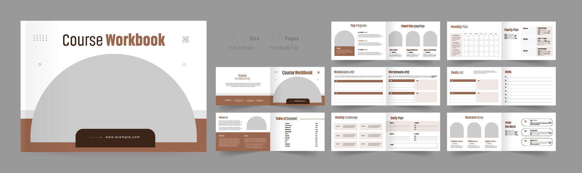 Landscape Course Workbook Modern Workbook Template vector