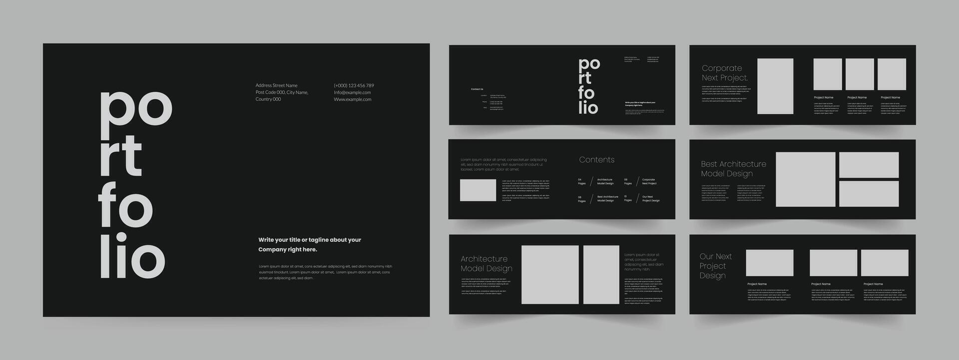 Landscape Portfolio Architecture Portfolio Layout Interior Portfolio Template vector