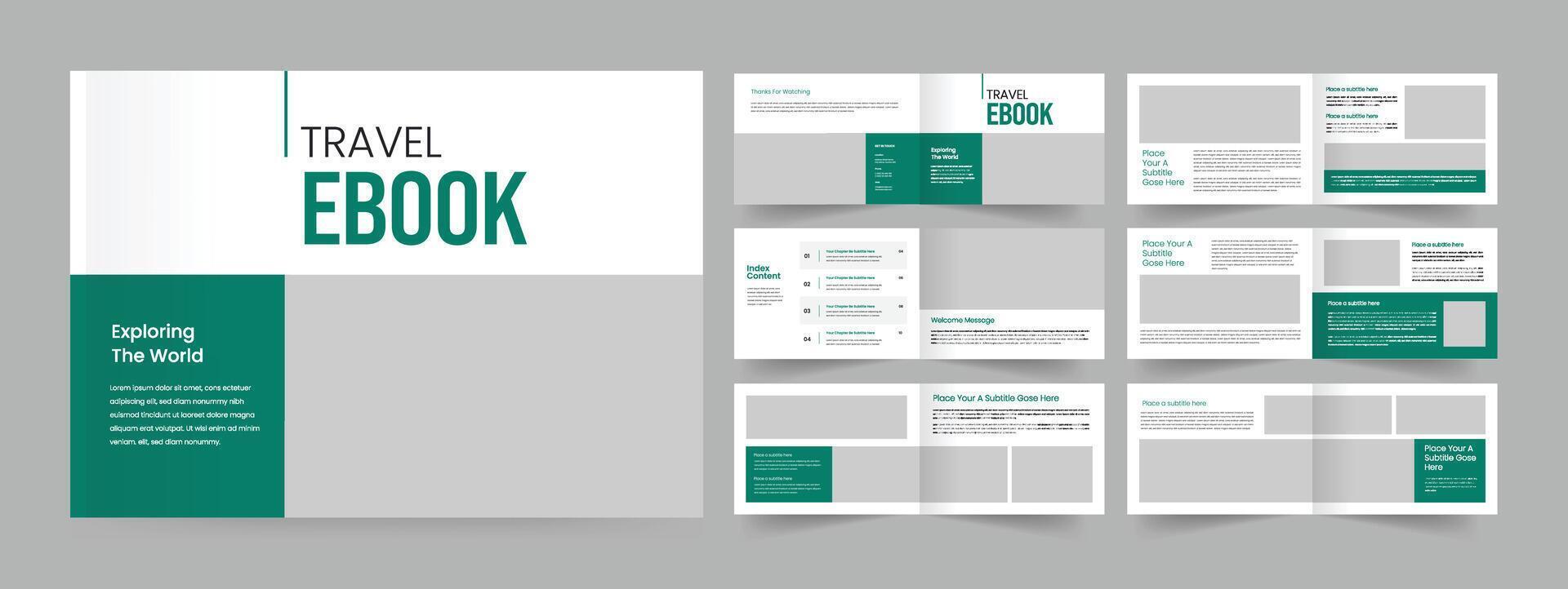 Travel eBook Design Travel Book Layout Template vector