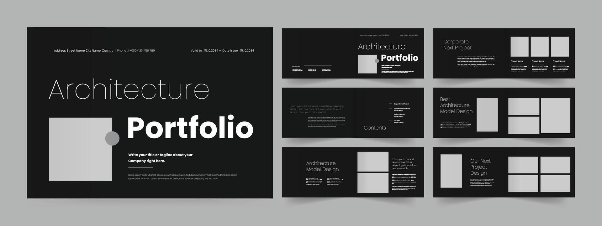 Architecture Portfolio Landscape Portfolio Layout Graphic Designer Portfolio Template vector