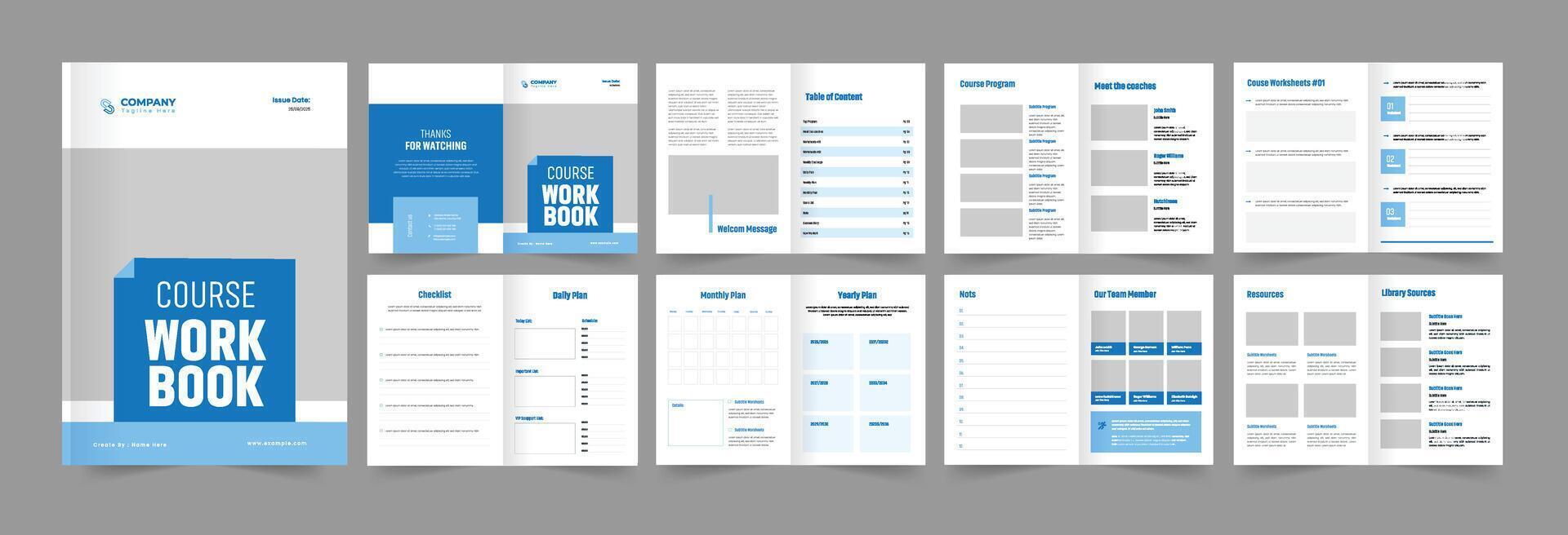 Course Workbook Template Online Workbook Design vector