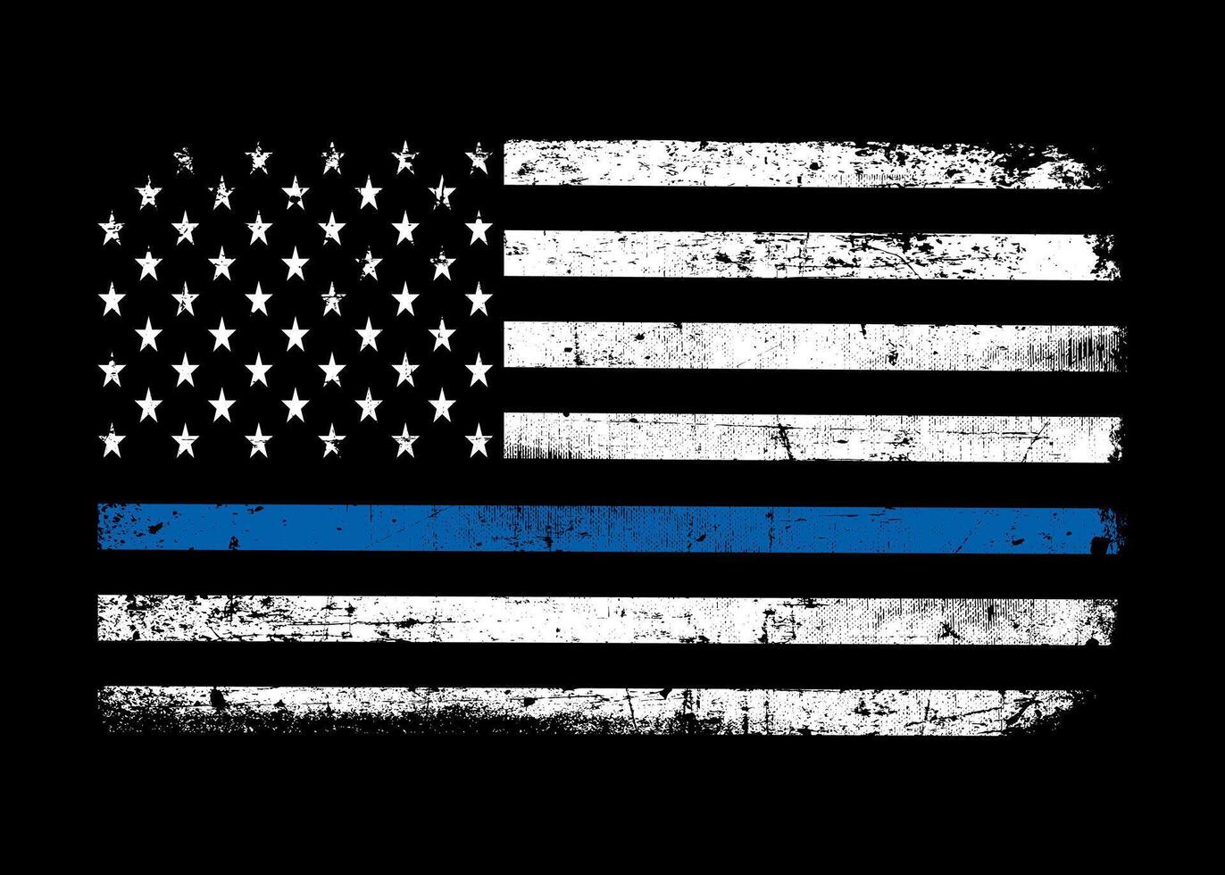 Distressed flag Thin Blue Line American Flag . Police Support Symbol Flag. vector