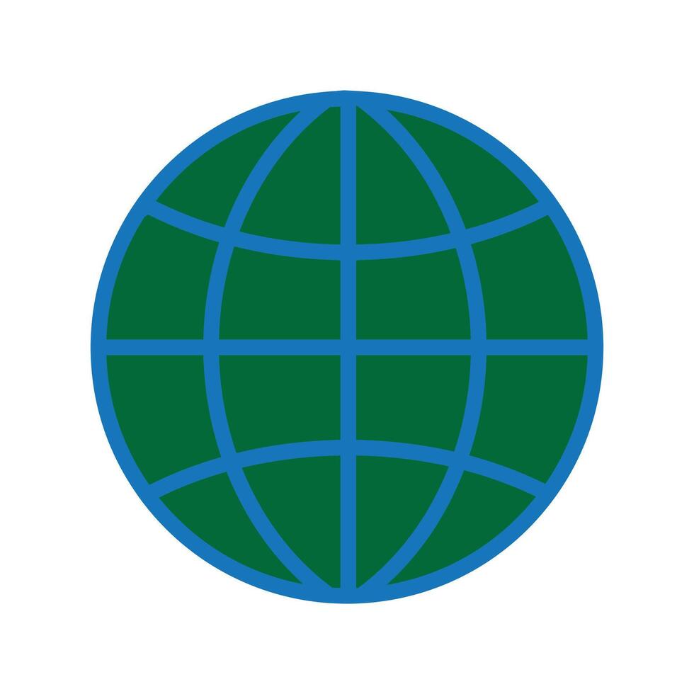 A green and blue globe with a blue line vector