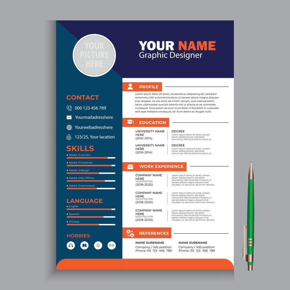 PROFESSIONAL CV RESUME vector