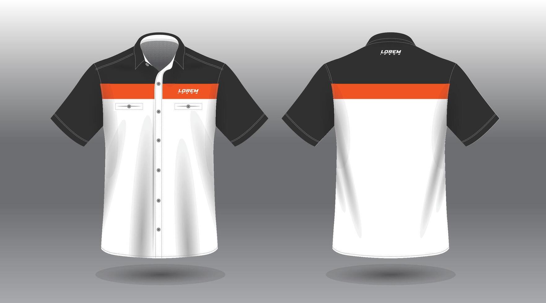 red and black on white short sleeve work shirt vector