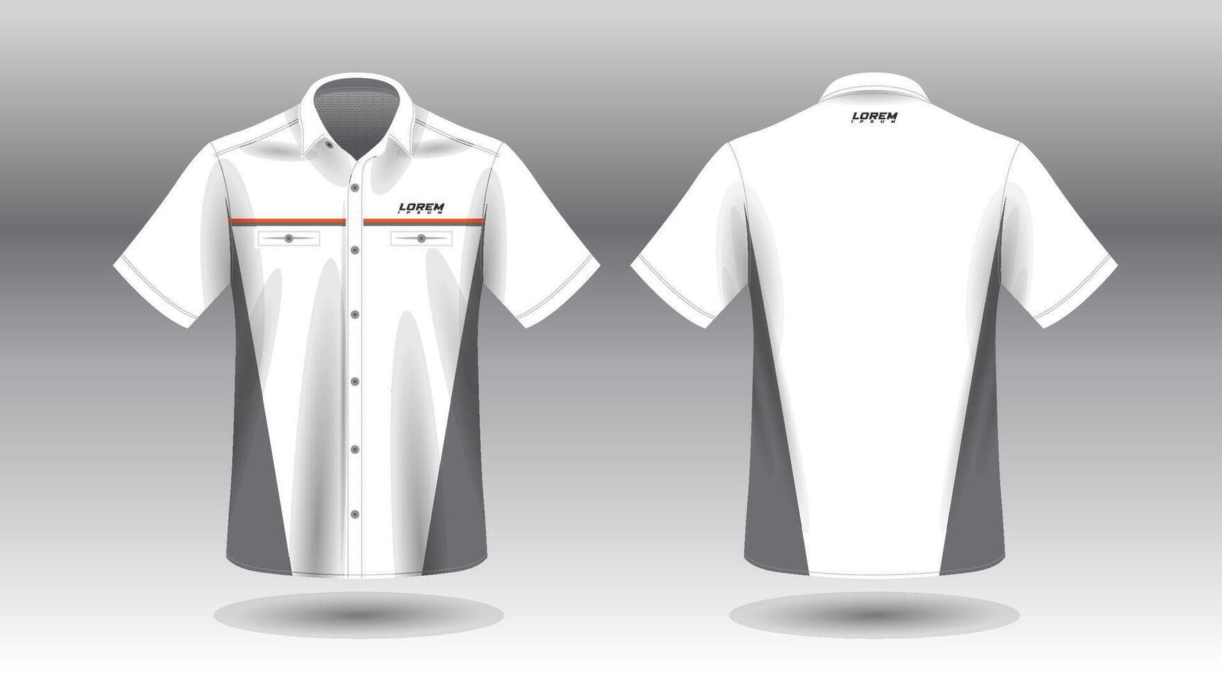 white short sleeve work shirt with gray on side vector