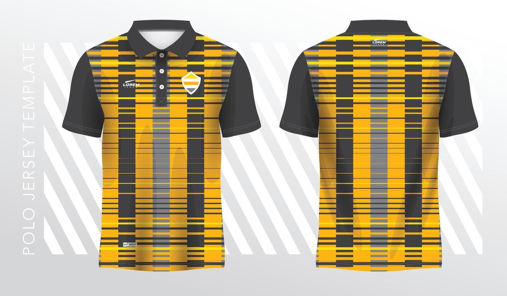 yellow and black polo sport shirt sublimation jersey template with lines pattern vector