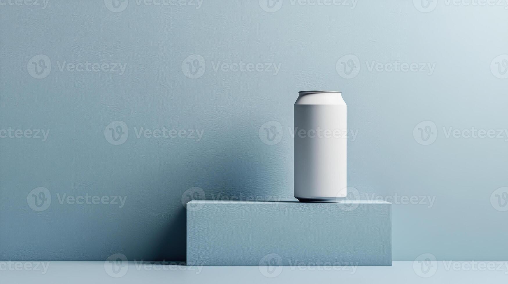 Monochrome tin can mockup with clean, sleek branding, positioned against a gradient background, tin can mockup, contemporary design concept photo