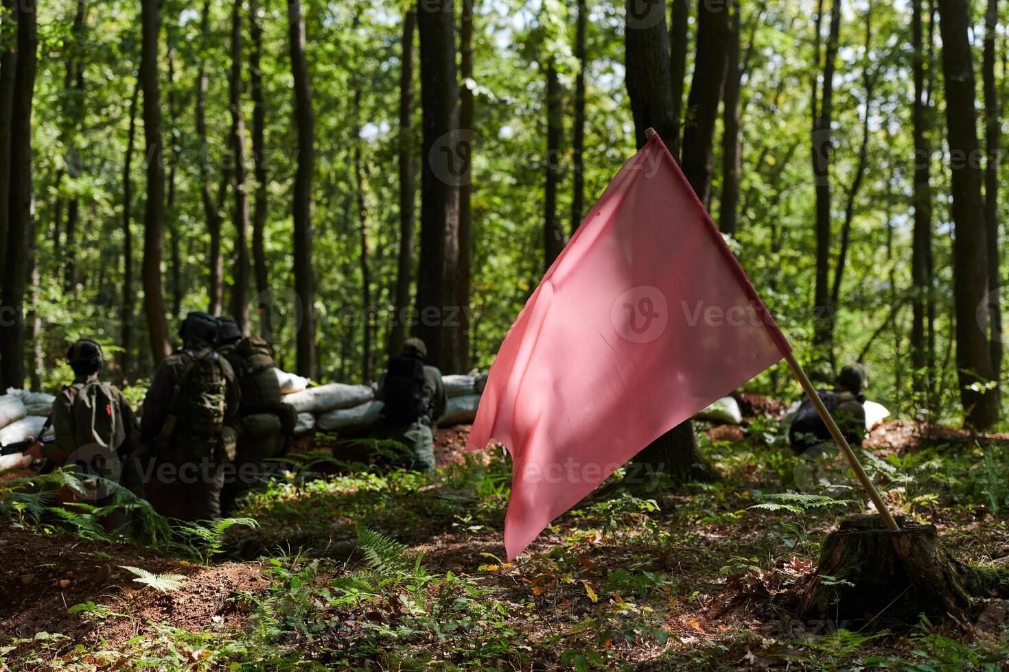 A disciplined and specialized military unit, donned in camouflage, strategically patrolling and maintaining control in a high-stakes environment, showcasing their precision, unity, and readiness for photo