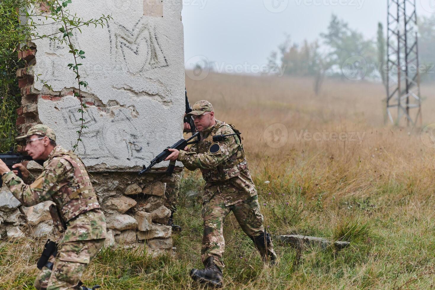 In a high stakes mission, a specialized military unit executes a tactical operation to secure a dangerous house where terrorists are believed to be hiding, showcasing precision and coordinated photo
